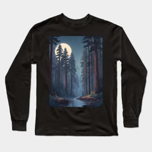 Moonlit Redwood Giants - For Nature Lovers Long Sleeve T-Shirt